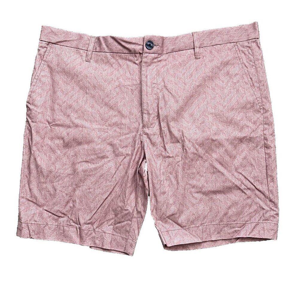 Michael Strahan Modern Fit Chino Golf Shorts Men's 40 White Pink Geometric